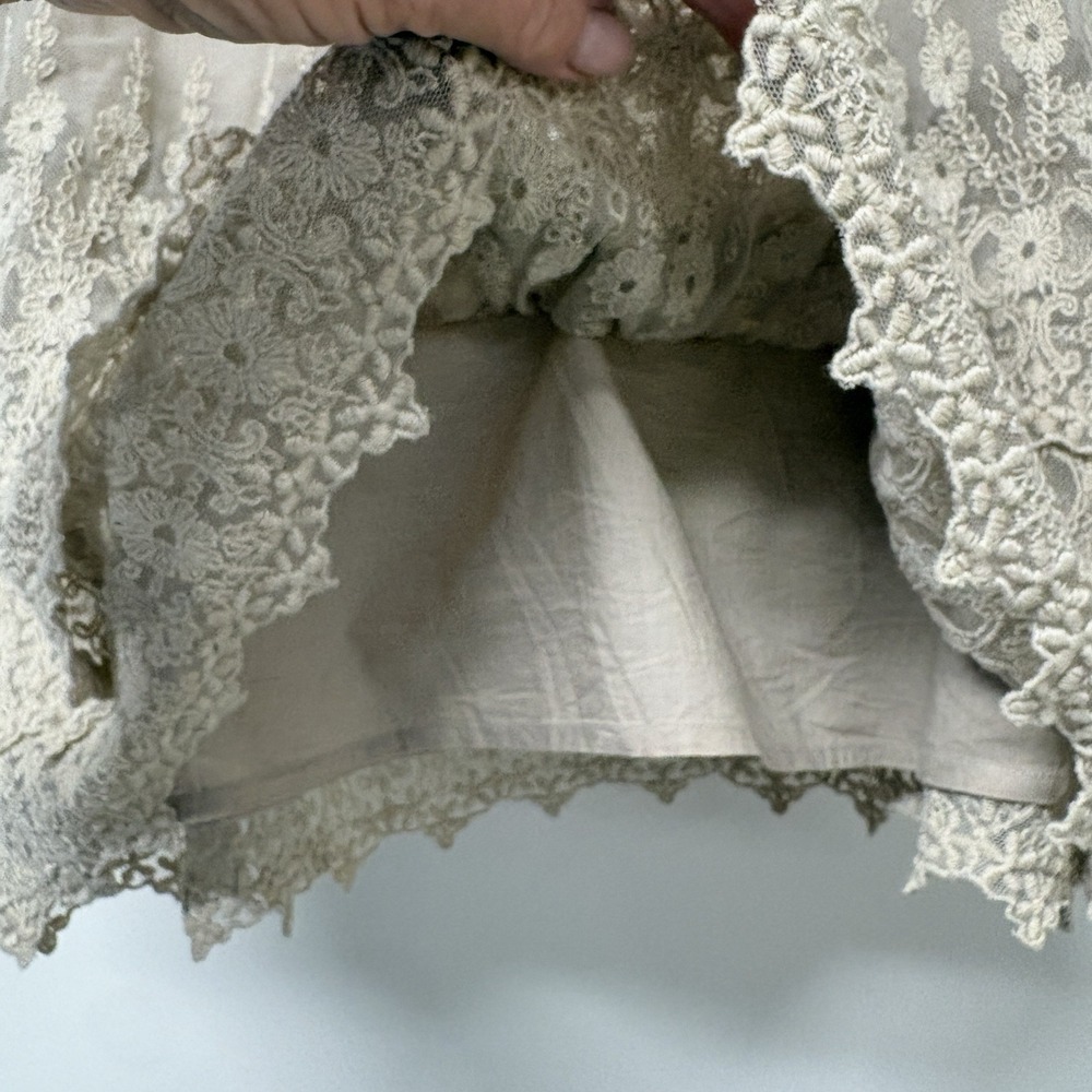 Garnet Hill Ivory Lace Pull On Mini Skirt Women's Size 16 - Picture 6 of 7